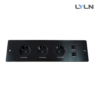 Brushed Aluminium Conference Table Socket Power Panel Silver Color